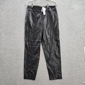 White House Black Market Faux Leather Ankle Pants in Black